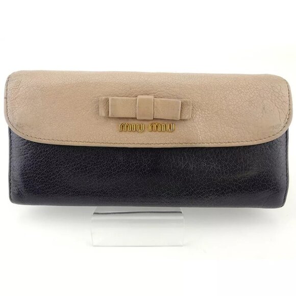 miu miu wallet ribbon beige leather Authentic used - Picture 1 of 15